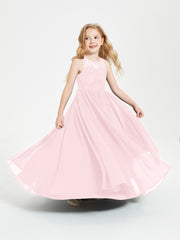 Long Junior Bridesmaid Dresses Lace Top Blushing Pink