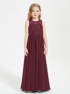 Long Junior Bridesmaid Dresses Lace Top Cabernet