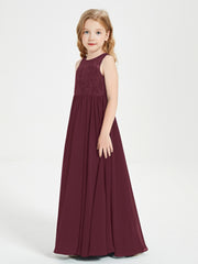 Long Junior Bridesmaid Dresses Lace Top Cabernet
