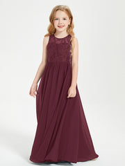 Long Junior Bridesmaid Dresses Lace Top Cabernet