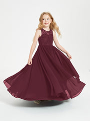 Long Junior Bridesmaid Dresses Lace Top Cabernet