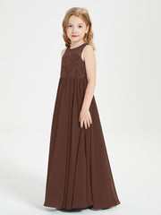 Long Junior Bridesmaid Dresses Lace Top Chocolate