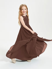 Long Junior Bridesmaid Dresses Lace Top Chocolate