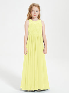 Long Junior Bridesmaid Dresses Lace Top Daffodil