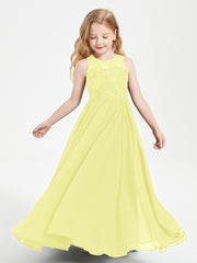Long Junior Bridesmaid Dresses Lace Top Daffodil