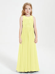 Long Junior Bridesmaid Dresses Lace Top Daffodil