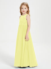 Long Junior Bridesmaid Dresses Lace Top Daffodil