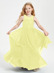Long Junior Bridesmaid Dresses Lace Top Daffodil