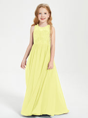 Long Junior Bridesmaid Dresses Lace Top Daffodil