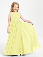Long Junior Bridesmaid Dresses Lace Top Daffodil