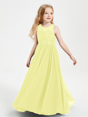 Long Junior Bridesmaid Dresses Lace Top Daffodil