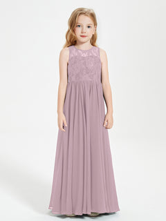 Long Junior Bridesmaid Dresses Lace Top Dusk