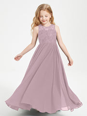 Long Junior Bridesmaid Dresses Lace Top Dusk