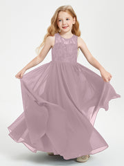 Long Junior Bridesmaid Dresses Lace Top Dusk