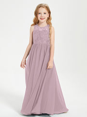 Long Junior Bridesmaid Dresses Lace Top Dusk