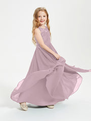 Long Junior Bridesmaid Dresses Lace Top Dusk