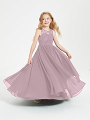 Long Junior Bridesmaid Dresses Lace Top Dusk