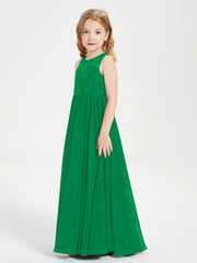 Long Junior Bridesmaid Dresses Lace Top Emerald