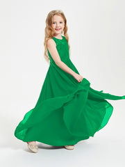 Long Junior Bridesmaid Dresses Lace Top Emerald