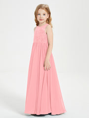 Long Junior Bridesmaid Dresses Lace Top Flamingo