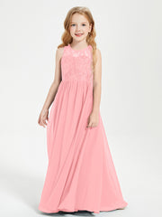 Long Junior Bridesmaid Dresses Lace Top Flamingo