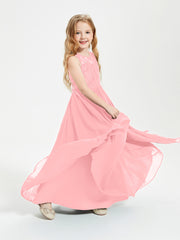 Long Junior Bridesmaid Dresses Lace Top Flamingo