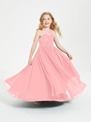 Long Junior Bridesmaid Dresses Lace Top Flamingo
