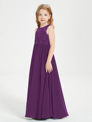Long Junior Bridesmaid Dresses Lace Top Grape
