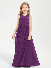 Long Junior Bridesmaid Dresses Lace Top Grape