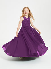 Long Junior Bridesmaid Dresses Lace Top Grape