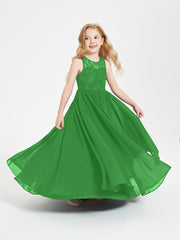 Long Junior Bridesmaid Dresses Lace Top Green