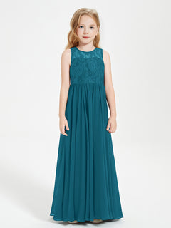 Long Junior Bridesmaid Dresses Lace Top Ink Blue