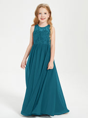 Long Junior Bridesmaid Dresses Lace Top Ink Blue