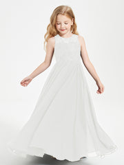 Long Junior Bridesmaid Dresses Lace Top Ivory