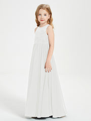Long Junior Bridesmaid Dresses Lace Top Ivory