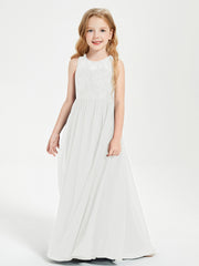Long Junior Bridesmaid Dresses Lace Top Ivory