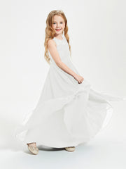 Long Junior Bridesmaid Dresses Lace Top Ivory