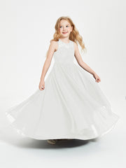 Long Junior Bridesmaid Dresses Lace Top Ivory