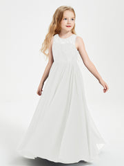 Long Junior Bridesmaid Dresses Lace Top Ivory