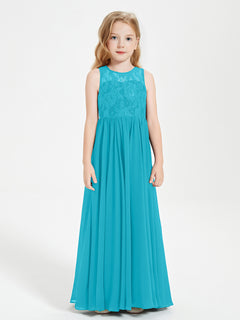 Long Junior Bridesmaid Dresses Lace Top Jade