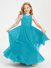 Long Junior Bridesmaid Dresses Lace Top Jade
