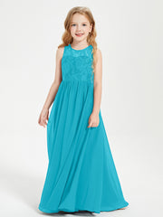 Long Junior Bridesmaid Dresses Lace Top Jade