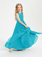 Long Junior Bridesmaid Dresses Lace Top Jade