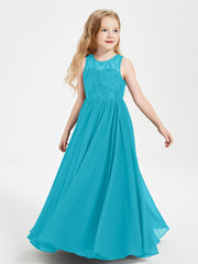 Long Junior Bridesmaid Dresses Lace Top Jade