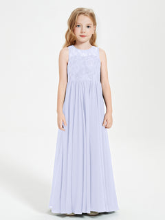 Long Junior Bridesmaid Dresses Lace Top Lavender