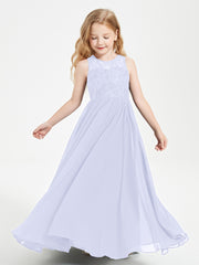 Long Junior Bridesmaid Dresses Lace Top Lavender