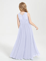 Long Junior Bridesmaid Dresses Lace Top Lavender