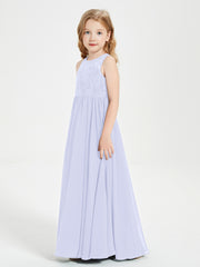 Long Junior Bridesmaid Dresses Lace Top Lavender