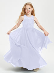 Long Junior Bridesmaid Dresses Lace Top Lavender