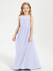Long Junior Bridesmaid Dresses Lace Top Lavender
